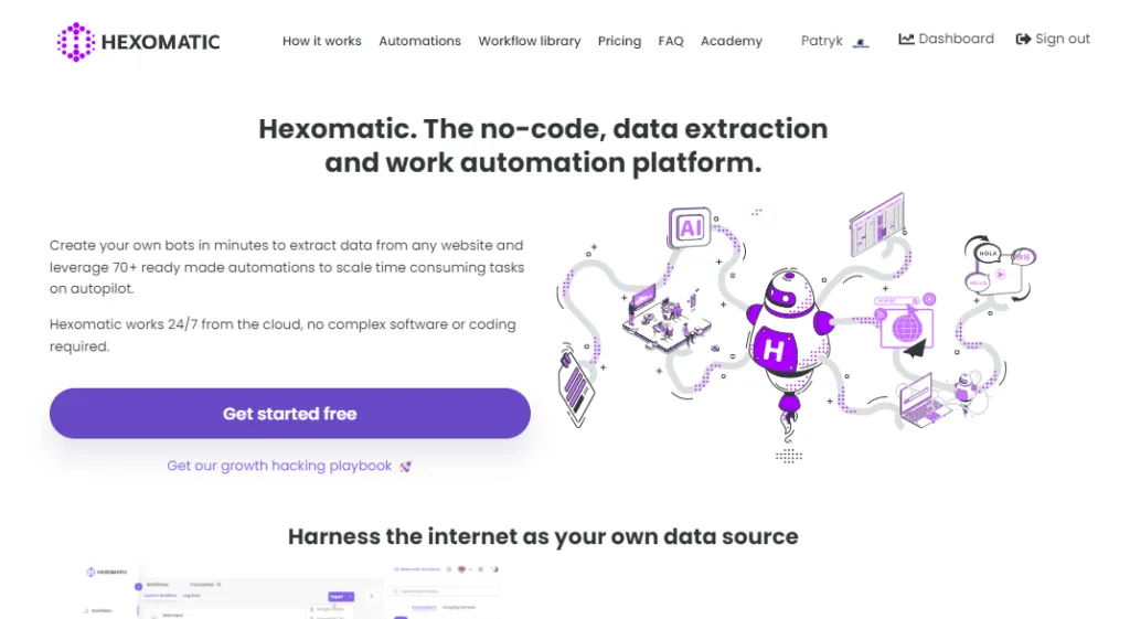 Hexomatic – 用於 YouTube 研究的靈活無程式碼自動化平台